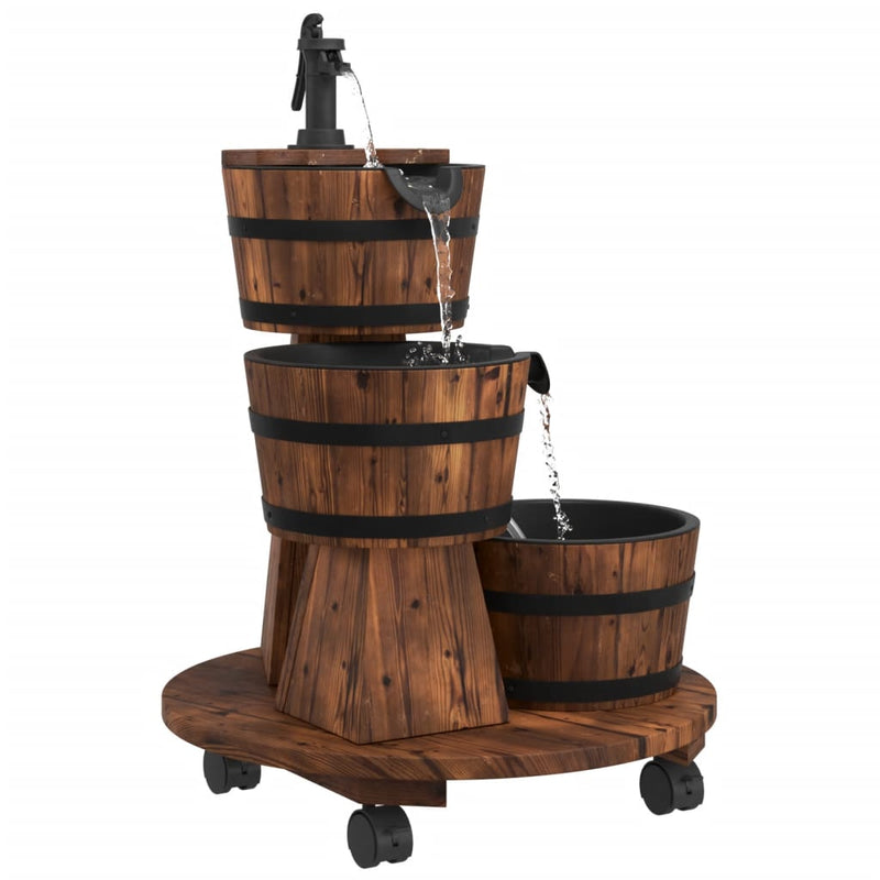 Wheeled Water Fountain with Pump 55x55x80 cm Solid Wood Fir Payday Deals