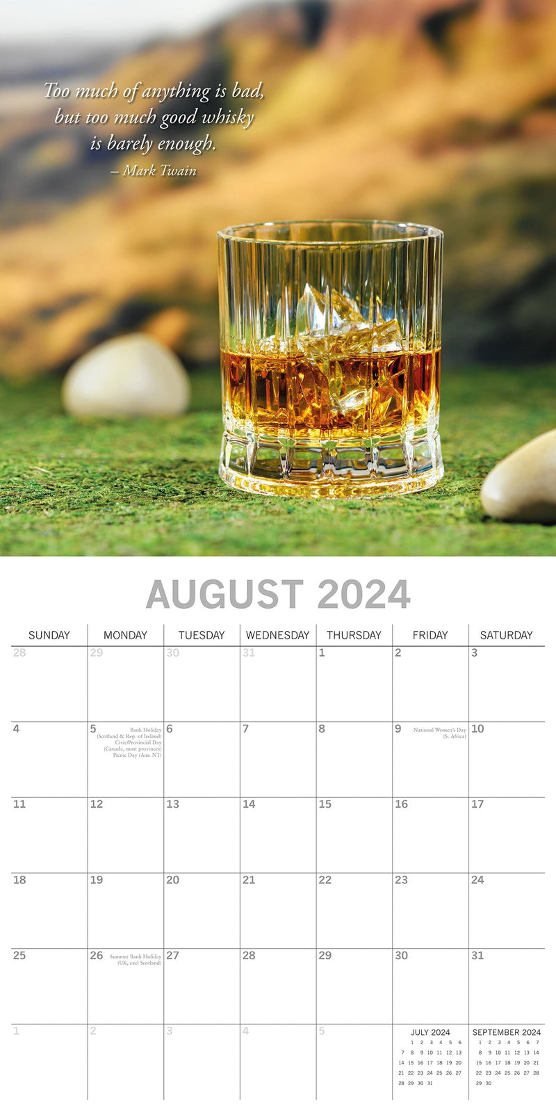Whisky - 2024 Square Wall Calendar 16 Months Food Wine Beer Drink Planner Payday Deals