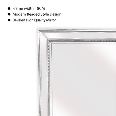 White Beaded Framed Mirror - Free Standing 50cm x 170cm Payday Deals