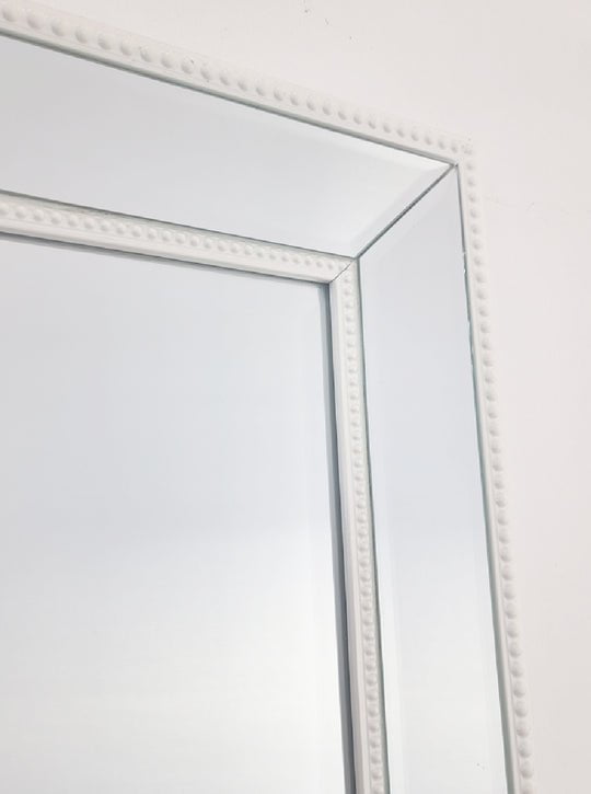 White Beaded Framed Mirror - X Large 190cm x 100cm Payday Deals