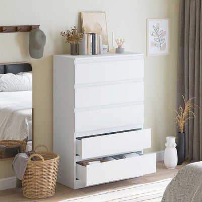 White Chest of Drawers for Bedroom Dresser with 5 Dressers Storage for Girls,Kids Closet Modern