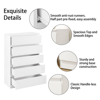 White Chest of Drawers for Bedroom Dresser with 5 Dressers Storage for Girls,Kids Closet Modern Payday Deals
