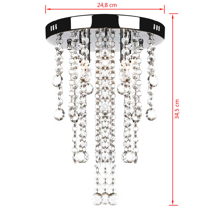 White Metal Ceiling Lamp with Crystal Beads Payday Deals