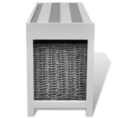 White Storage & Entryway Bench with Cushion Top 3 Basket Payday Deals