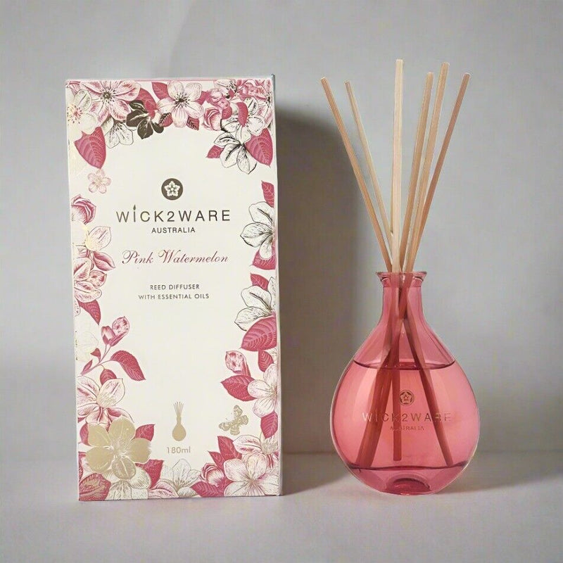 Wick2ware Australia 180ml Pink Watermelon Reed Diffuser with Essential Oils Payday Deals