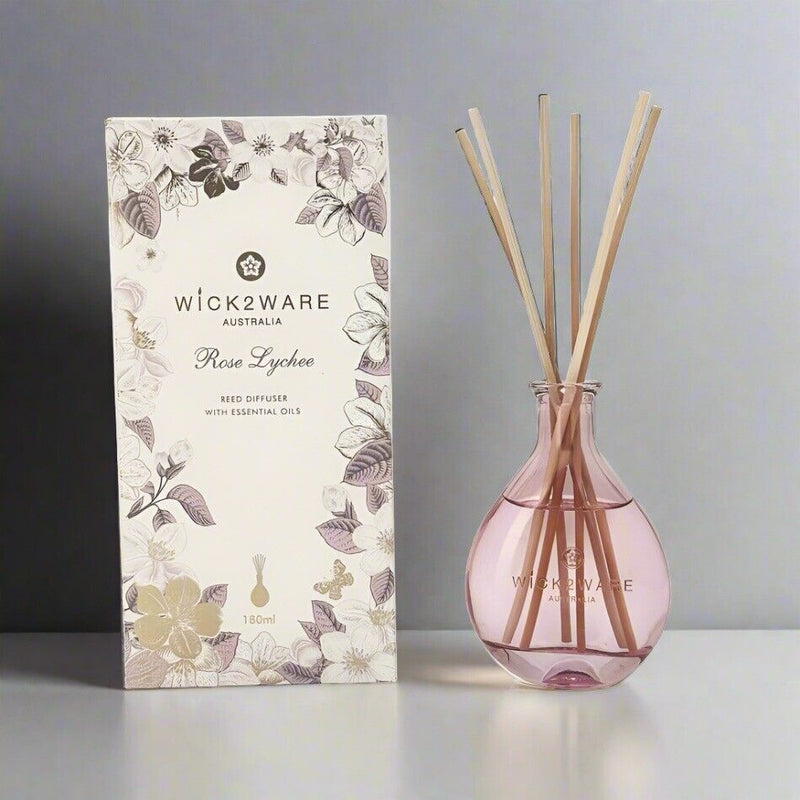 Wick2ware Australia 180ml Rose Lychee Reed Diffuser with Essential Oils Payday Deals