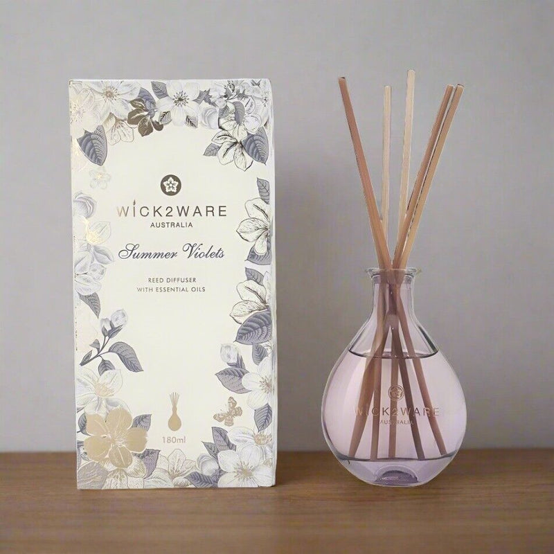 Wick2ware Australia 180ml Summer Violets Reed Diffuser with Essential Oils Payday Deals