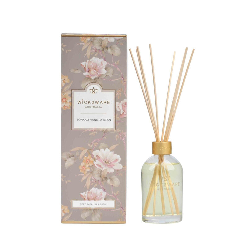 Wick2Ware Australia Fragrance Reed Diffuser Tonka & Vanilla Bloom 200ml/7.1 fl oz Payday Deals