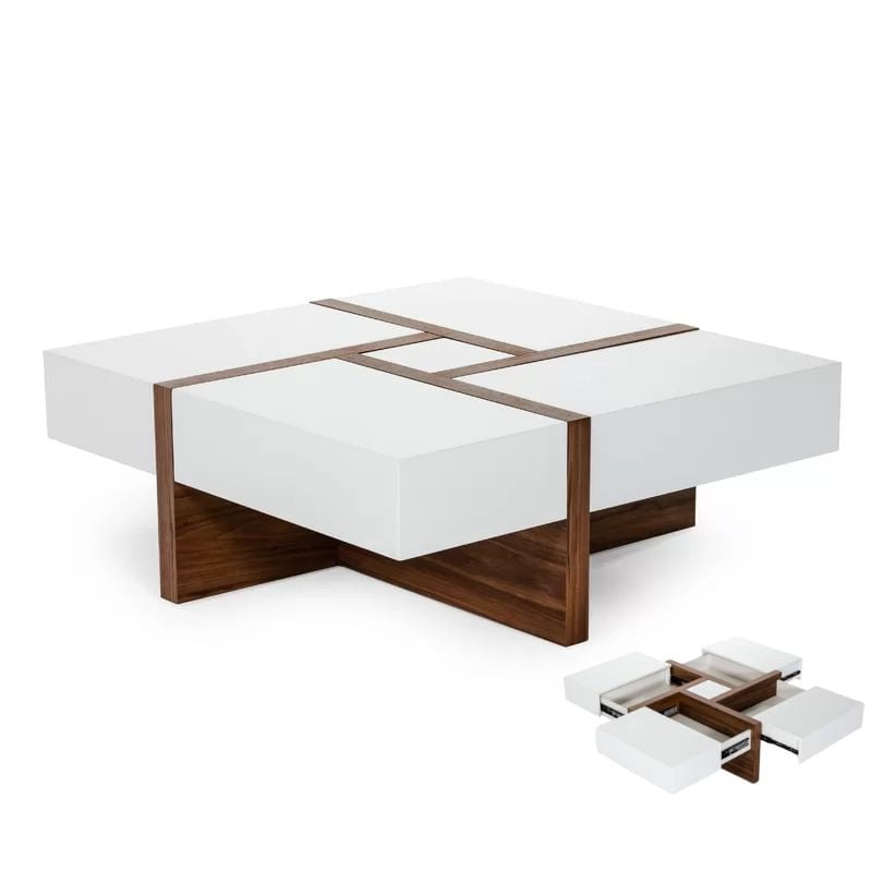 Willow Walnut White And Brown Criss Cross Coffee Table Payday Deals