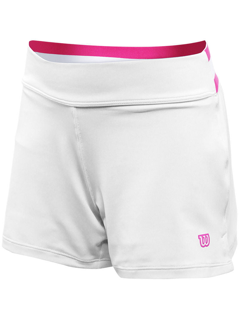 WILSON Womens Sweet Spot Tennis Shorts Performance Ladies - White/Hot Pink - XL Payday Deals