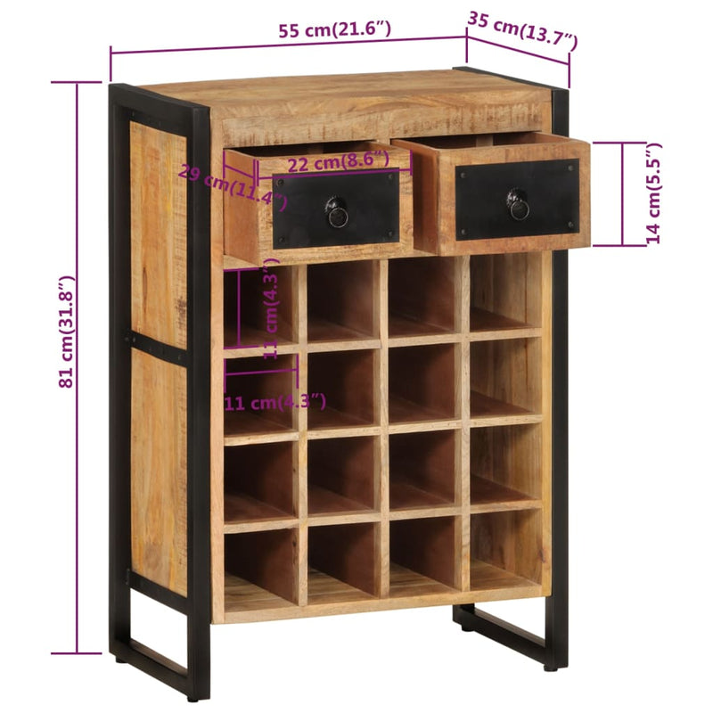 Wine Rack for 16 Bottles Solid Wood Mango Payday Deals