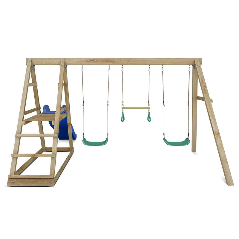 Winston 4-Station Timber Swing Set with Blue Slide Payday Deals
