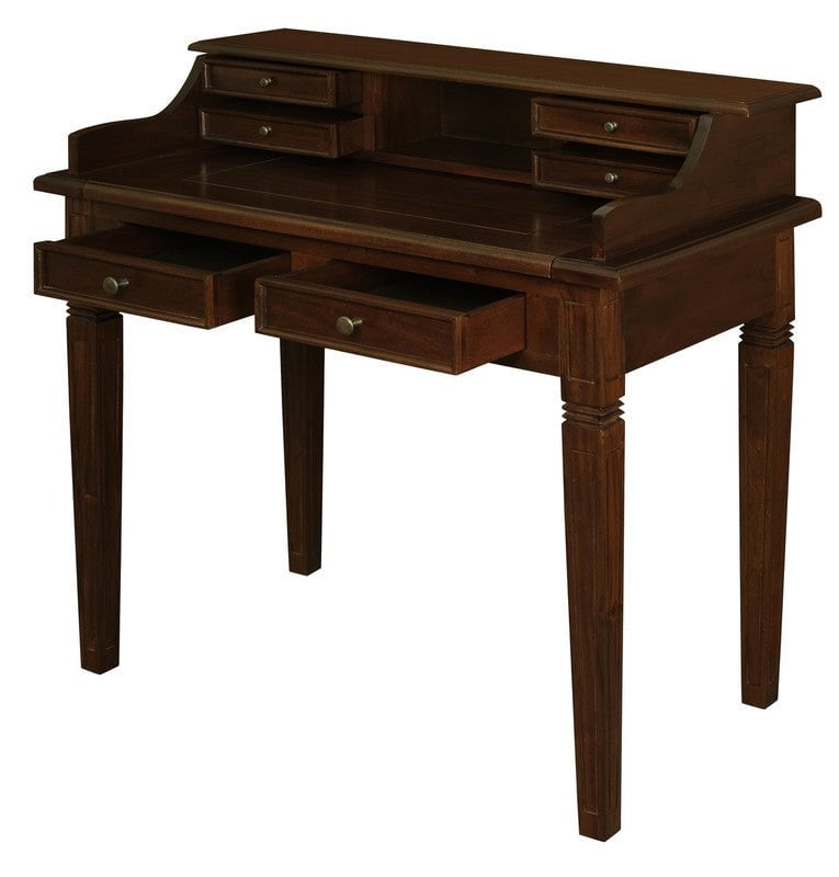 Winston 6 Drawer Solid Timber Writing Desk (Mahogany) Payday Deals