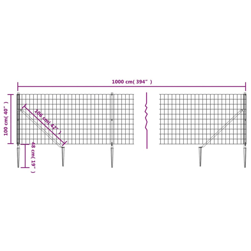 Wire Mesh Fence with Spike Anchors Anthracite 1x10 m Payday Deals
