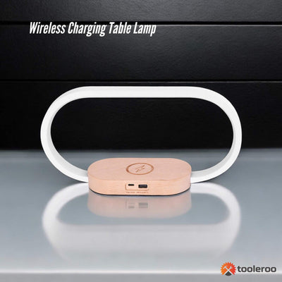 Wireless Charging Table Lamp - Bedside Office Dimmable Light With Clock Payday Deals