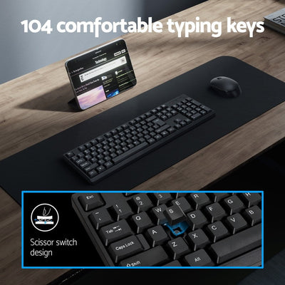 Wireless Keyboard and Mouse Combo Bluetooth Set for PC Laptop Phone Tablet 104 Keys Black Payday Deals