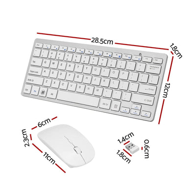 Wireless Keyboard and Mouse Combo Bluetooth Set for PC Laptop Phone Tablet 78 Keys White Payday Deals
