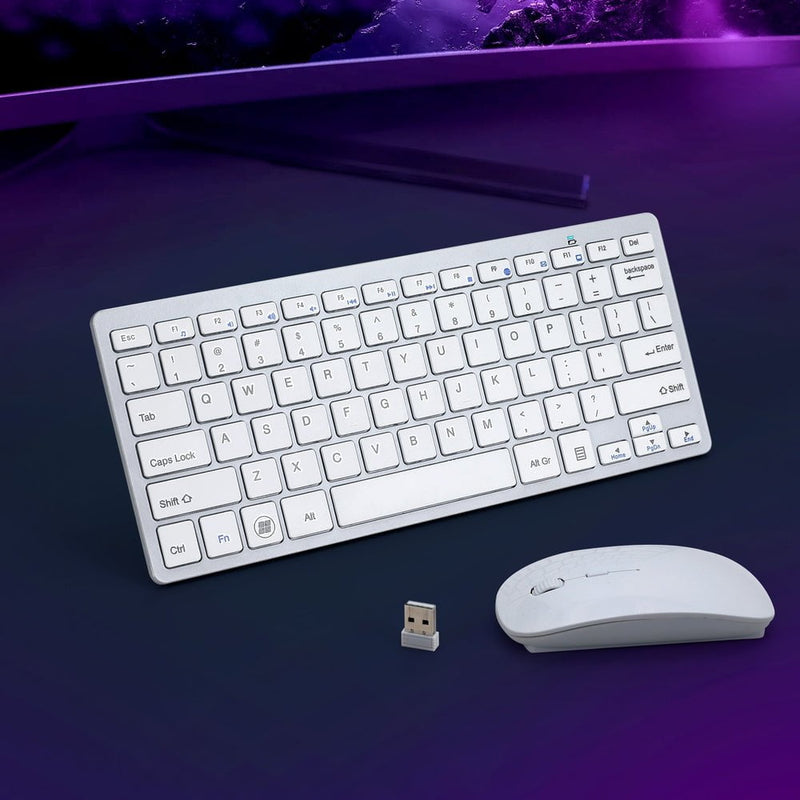 Wireless Keyboard and Mouse Combo Bluetooth Set for PC Laptop Phone Tablet 78 Keys White Payday Deals