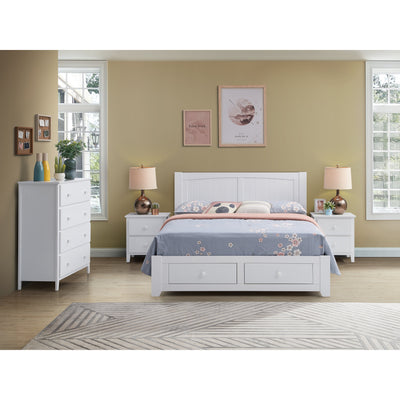 Wisteria 4pc Queen Bed Suite Bedside Tallboy Bedroom Set Furniture Package - WHT Payday Deals