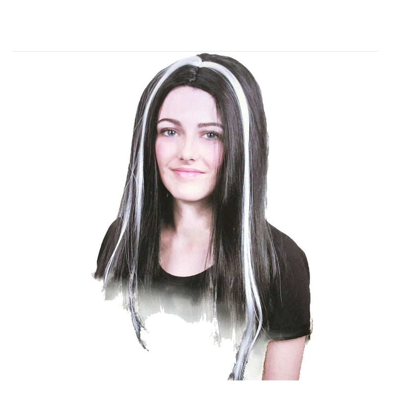 Womens VAMPIRE WIG Long Straight Wig Costume Party Hair Accessory Halloween - Black/White Payday Deals