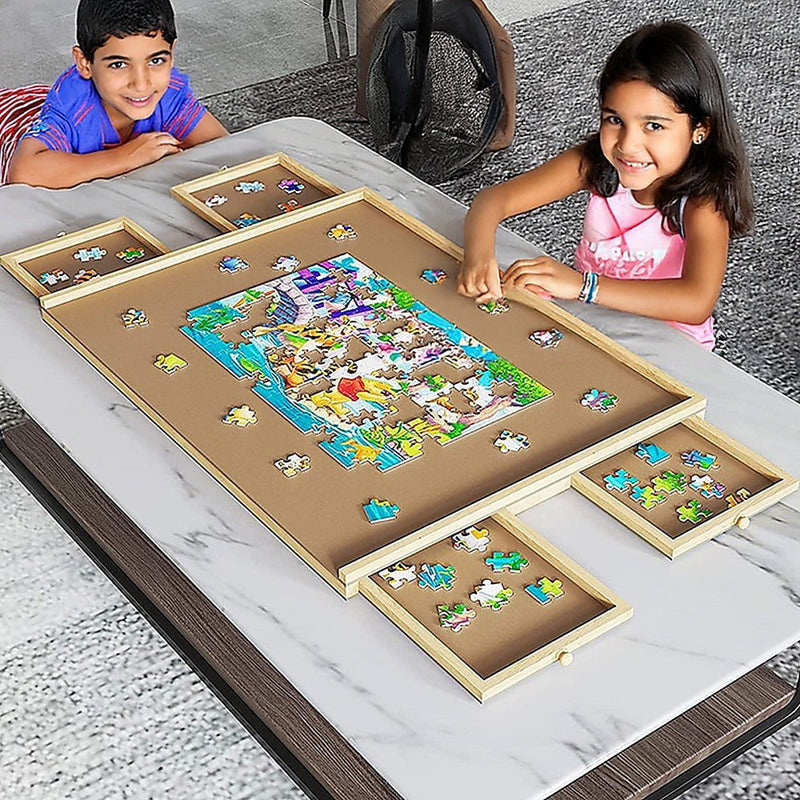 Wooden Jigsaw Puzzle Table Board Storage Table Tray Puzzle For Adult Kid Payday Deals