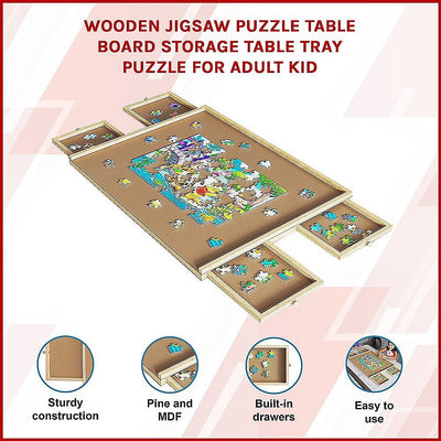 Wooden Jigsaw Puzzle Table Board Storage Table Tray Puzzle For Adult Kid Payday Deals