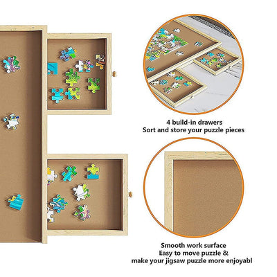 Wooden Jigsaw Puzzle Table Board Storage Table Tray Puzzle For Adult Kid Payday Deals