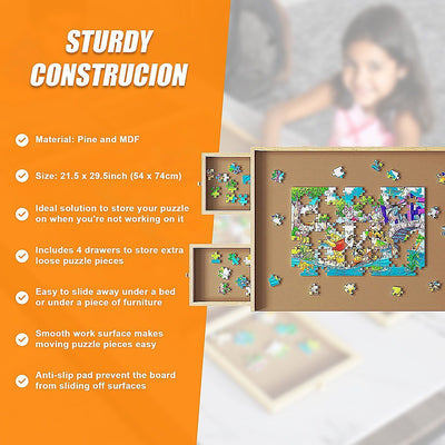 Wooden Jigsaw Puzzle Table Board Storage Table Tray Puzzle For Adult Kid Payday Deals