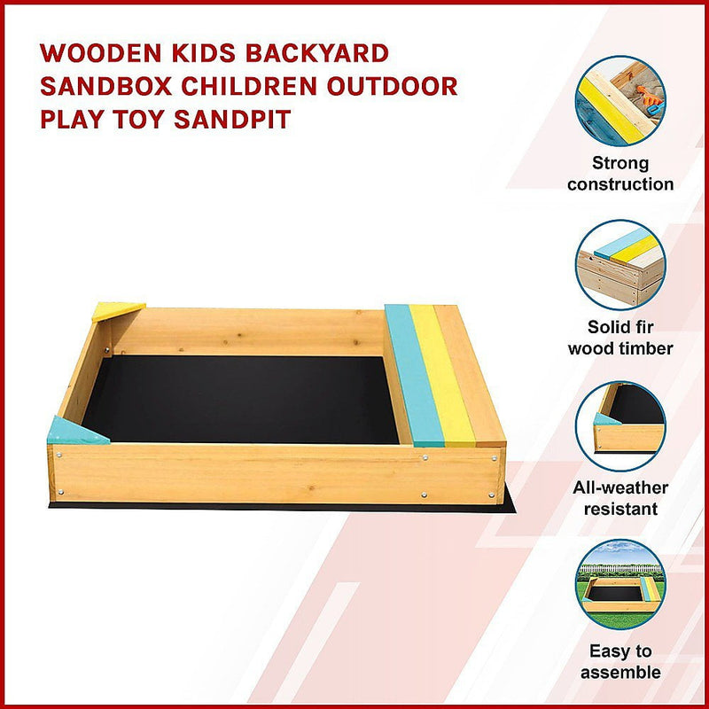 Wooden Kids Backyard Sandbox Children Outdoor Play Toy Sandpit Payday Deals