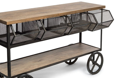 Wooden Kitchen Island Trolley Cart on Wheels with Drawers and 3 Level Storage Payday Deals