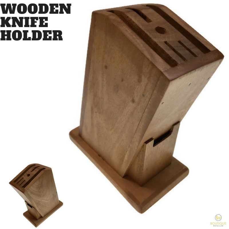 Wooden Knife Holder Knife Fork Block Kitchen Rack Desk Wood Organizer Payday Deals
