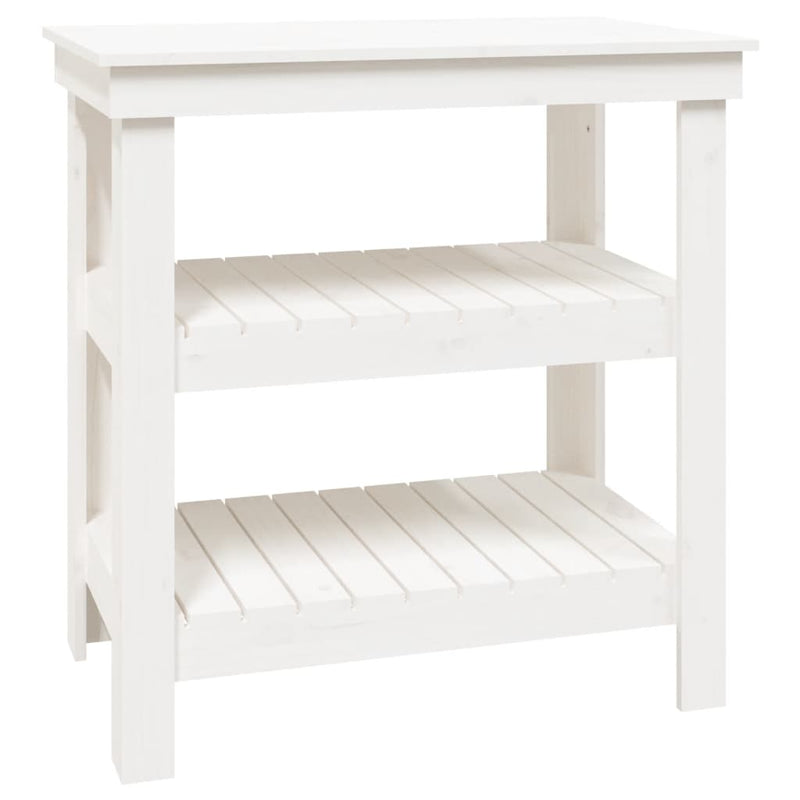 Work Bench White 78.5x50x80 cm Solid Wood Pine Payday Deals
