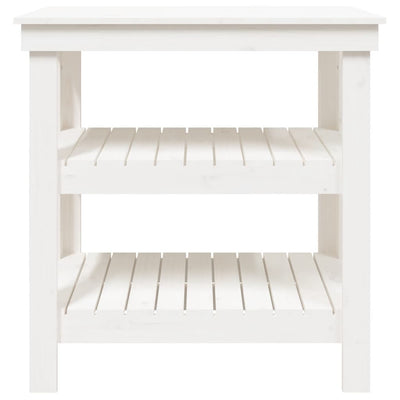 Work Bench White 78.5x50x80 cm Solid Wood Pine Payday Deals