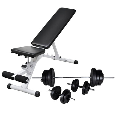 Workout Bench with Barbell and Dumbbell Set 60.5 kg Payday Deals
