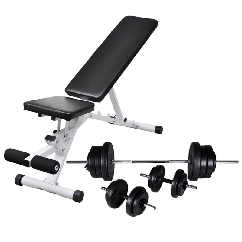 Workout Bench with Barbell and Dumbbell Set 60.5 kg Payday Deals