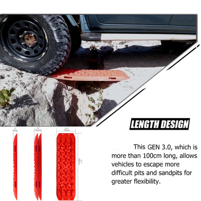 X-BULL 2 Pairs Recovery tracks Sand Mud Snow 4WD / 4x4 ATV Offroad Stronger Gen 3.0 - Red Payday Deals