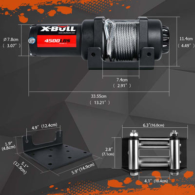 X-BULL 4500lbs Electric Winch 12V Steel Wire Cable 12V Boat ATV UTV Trailer Winch 4 Units Payday Deals