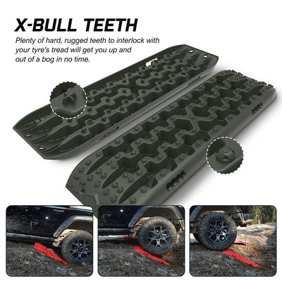 X-BULL Recovery tracks / Sand tracks / Mud tracks / Off Road 4WD 4x4 Car 2pcs Gen 3.0 - Olive Payday Deals