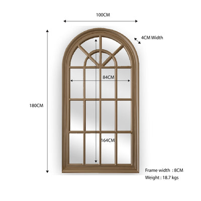 X-Large Window Style Mirror - Taupe Arch 100 CM x 180 CM Payday Deals
