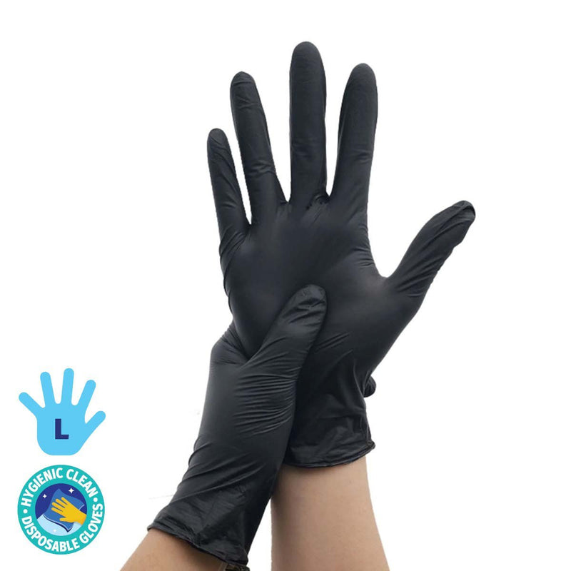 Xtra Kleen 1000PCE Disposable Nitrile Gloves Black Latex Powder Free Size L Payday Deals