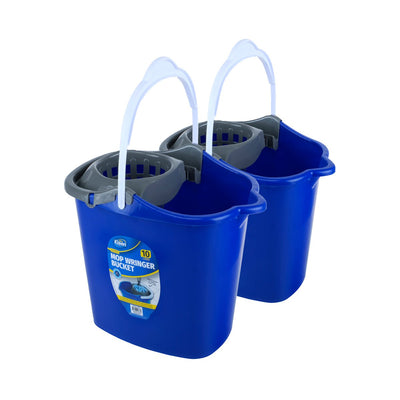 Xtra Kleen 12PCE Mop Bucket With Removable Wringer Easy Pour Spout 10L Payday Deals