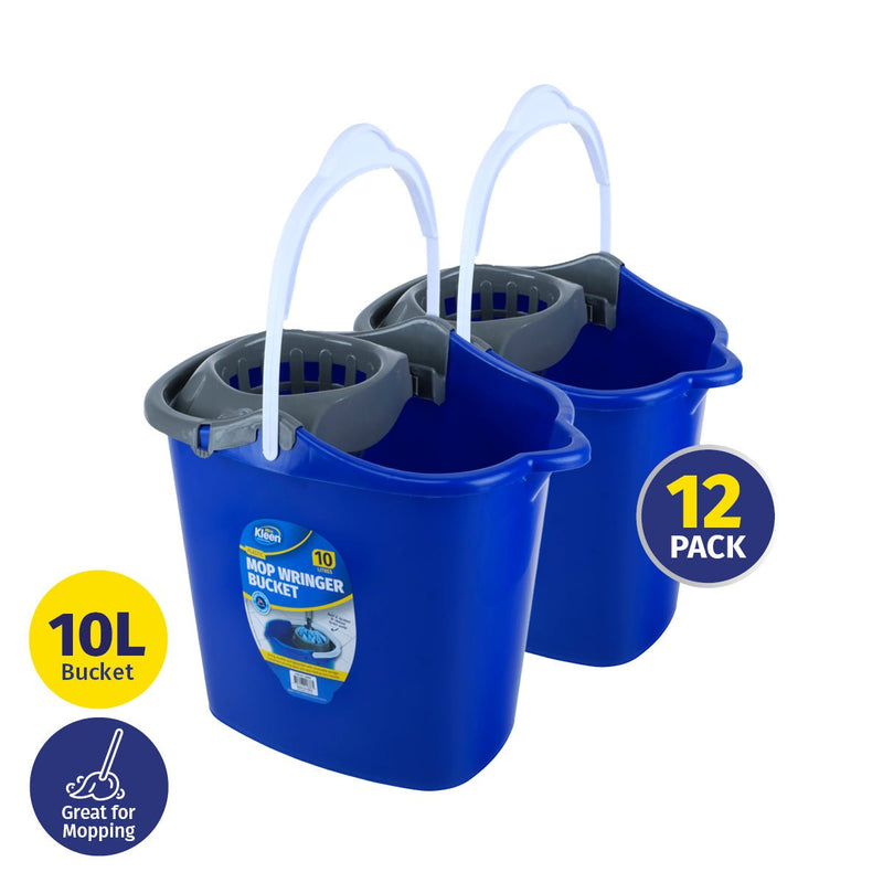 Xtra Kleen 12PCE Mop Bucket With Removable Wringer Easy Pour Spout 10L Payday Deals