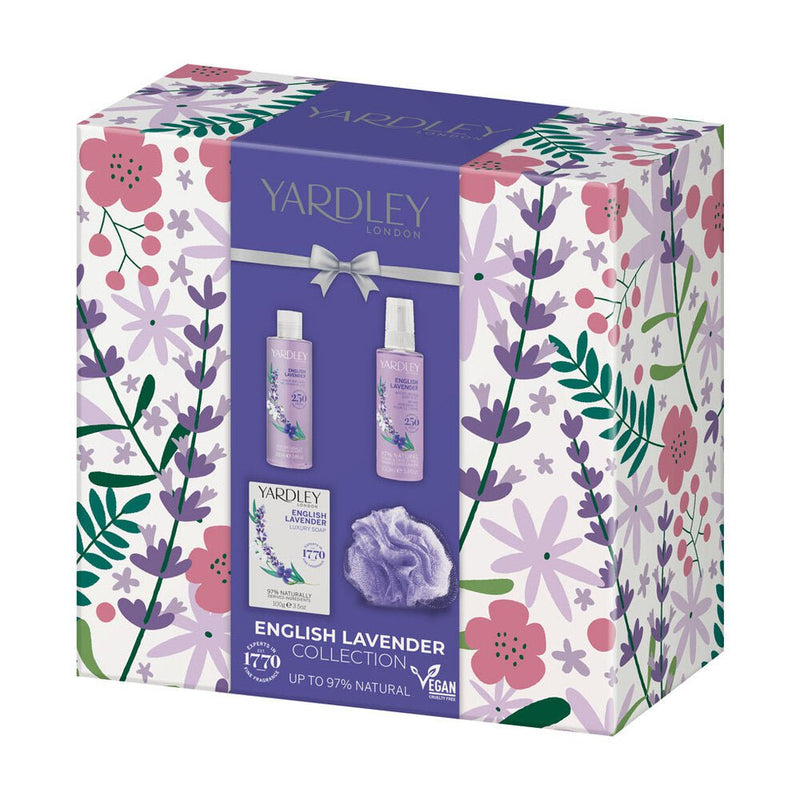 Yardley English Lavender Gift Set 100ml Body Wash, Mist, 100g Soap & Bath Sponge Payday Deals