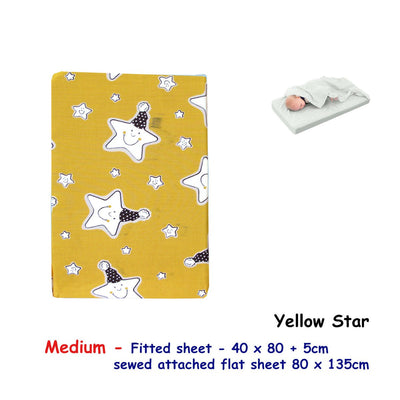 Yellow Star Bassinet Fitted Sheet with a Flat Sheet Sewed Attached Payday Deals