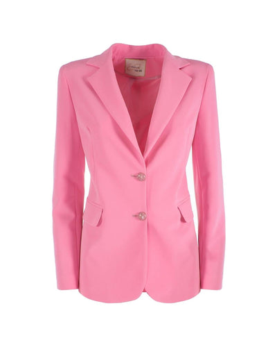 Yes Zee Women's Pink Nylon Suits & Blazer - L