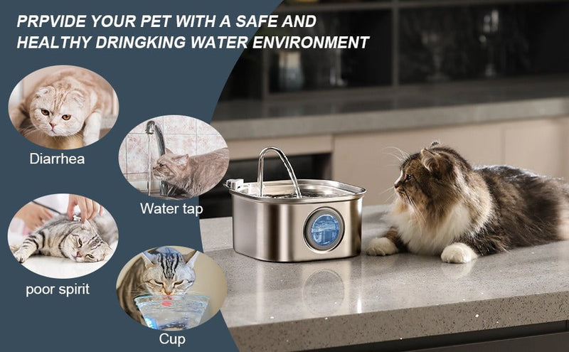 YES4PETS 3.2L Automatic Electric Pet Water Fountain Dog Cat Stainless Steel Feeder Bowl Dispenser Payday Deals