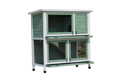 YES4PETS Green Large Double Storey Rabbit Hutch Guinea Pig Ferret Cage Payday Deals