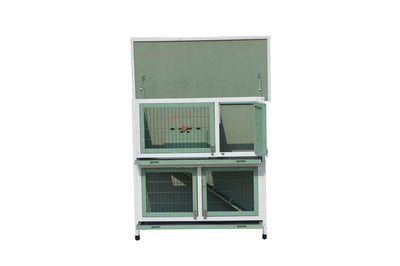 YES4PETS Green Large Double Storey Rabbit Hutch Guinea Pig Ferret Cage Payday Deals