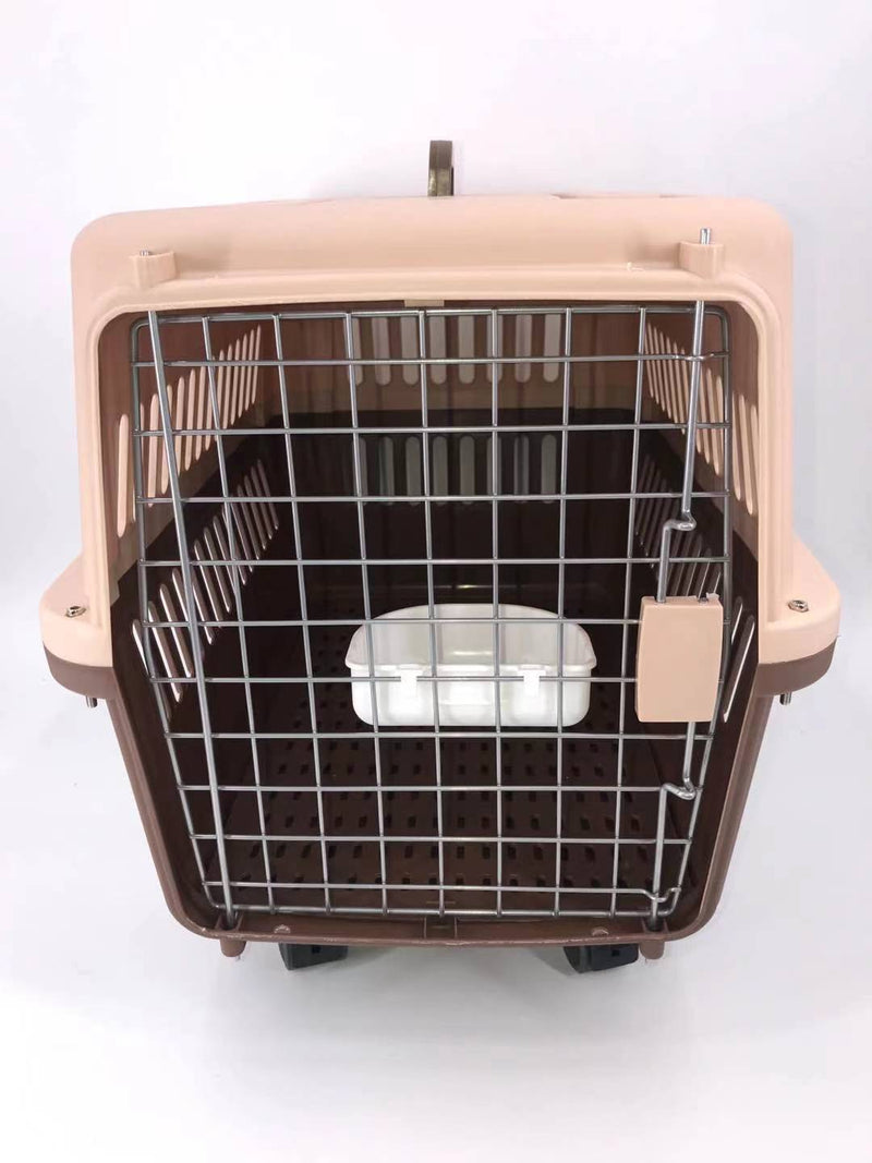 YES4PETS Large Airline Dog Cat Crate Pet Carrier Cage With Tray And Bowl Brown Payday Deals