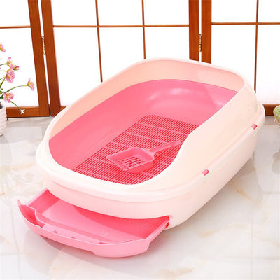 YES4PETS Large Portable Cat Toilet Litter Box Tray with Scoop and Grid Tray-Pink Payday Deals